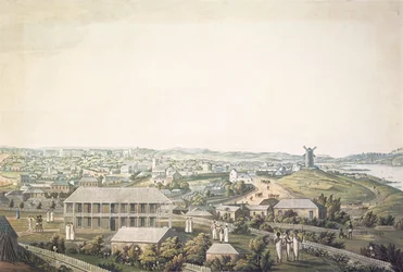 La città di Sydney nel Nuovo Galles del Sud, sezione centrale di una vista panoramica, c.1821